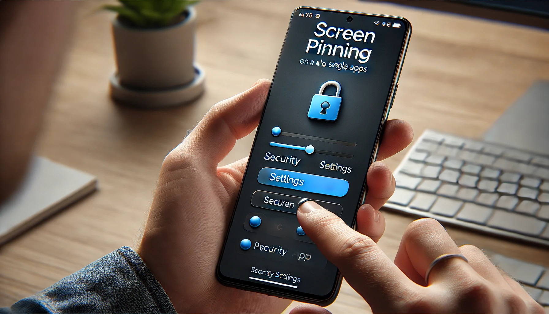 a person enabling Screen Pinning on their smartphone