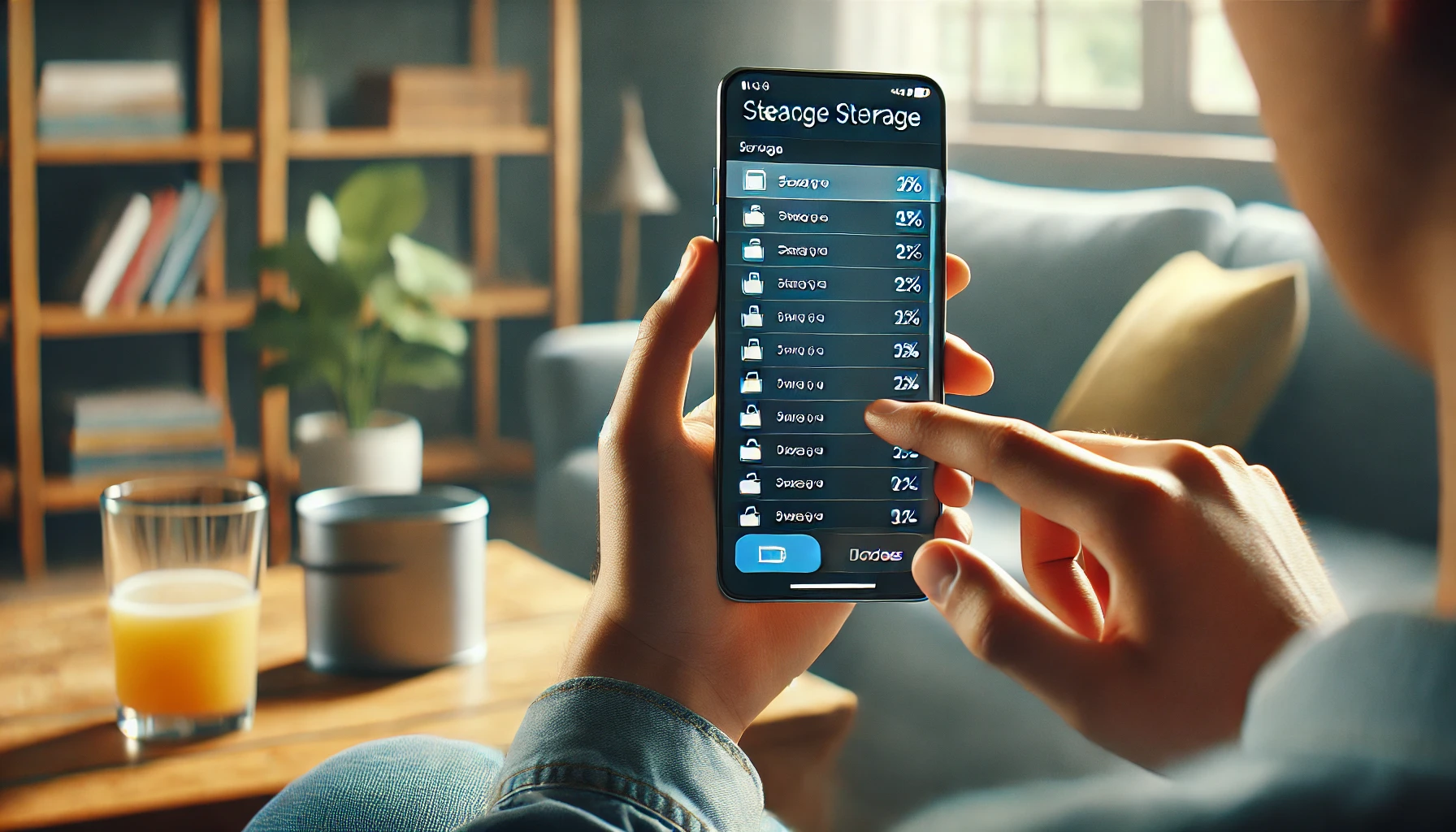 a person clearing storage on their smartphone.