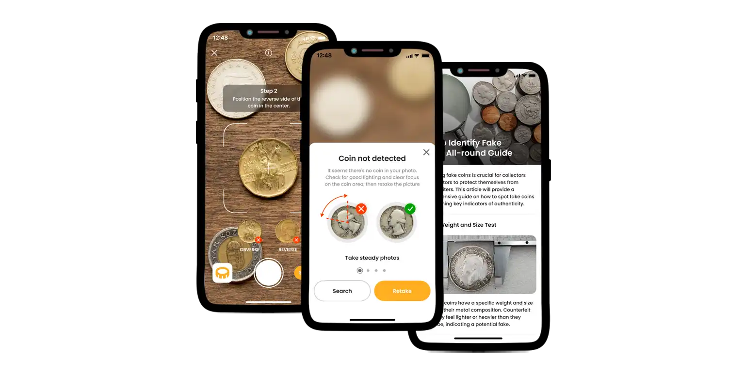 Screen from the Coin ID Scanner app.